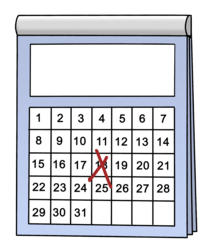 Leichte Sprache: Termin-Kalender. Ein Tag ist angekreuzt.
