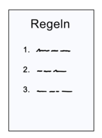 Leichte Sprache: Ein Blatt Papier mit 3 Regeln.